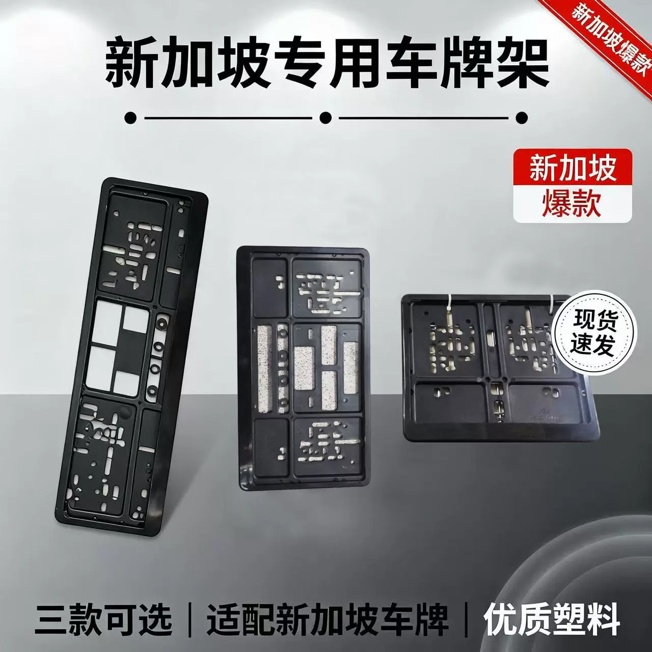 厂家直销新加坡全尺寸ABS塑料车牌架logo定制