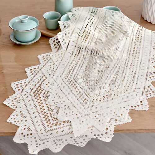 Retro Pastoral Crochet Hollow Table Cloth Shoe Cabinet Lace Embroidered Tassel Table Flag Manufacturer Wholesale