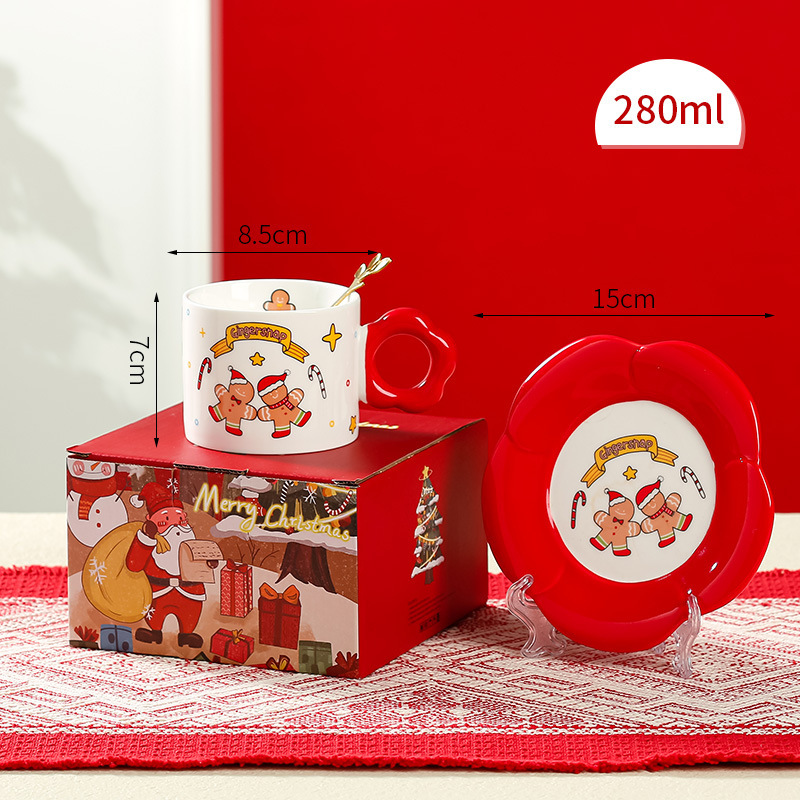 280mlセラミックコーヒーカップ＆ソーサー、セラミックカップ、アフタヌーンティーカップ＆ソーサーセット、カップギフトボックス、漫画セラミックカップ|undefined
