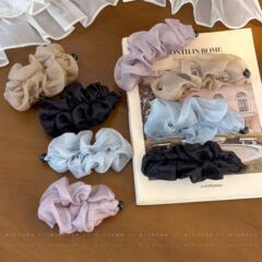 气质网纱褶皱发夹女高马尾固定抓夹网红2025新款香蕉夹子头饰发卡
