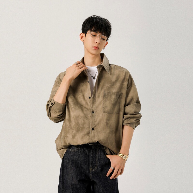 Men's Autumn Tie-Dye New Chinese Style Personalized Long-Sleeve Shirt for Teenagers, British Casual Loose-Fit Long-Sleeve Shirt Men's Autumn Tie-Dye New Chinese Style Personalized Long-Sleeve Shirt for Teenagers, British Casual Loose-Fit Long-Sleeve Shirt