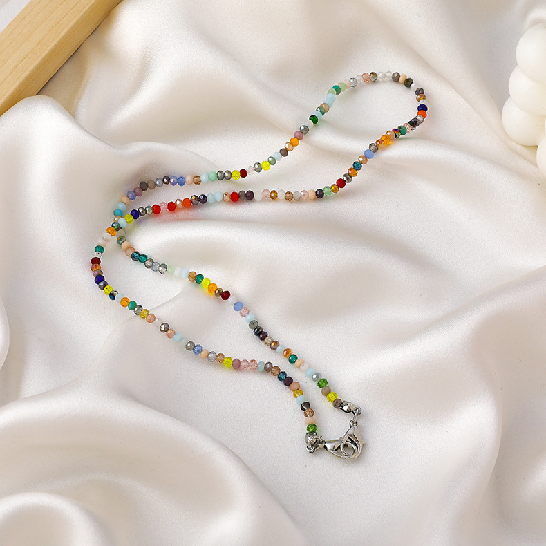 Korean Simple Colorful Crystal Necklace display picture 5
