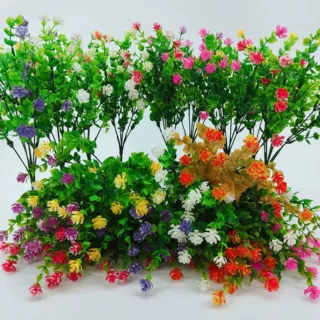 仿真米兰草塑料金钱草尤加利叶子 仿真茶花 植物墙园艺用品装饰花