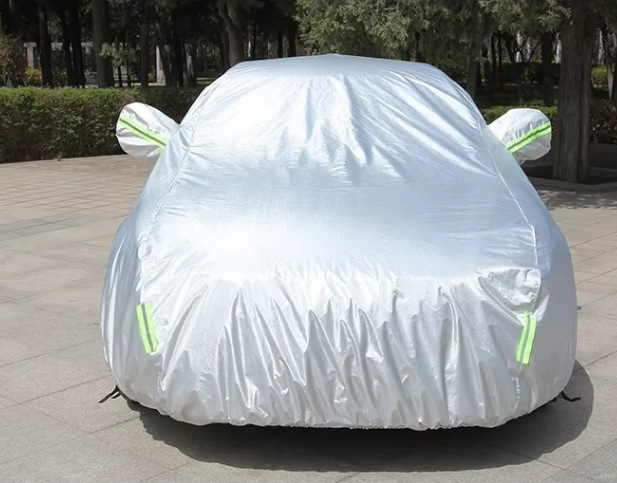 In-stock car cover, full coverage, 190T Oxford cloth, rainproof, sunshade, single-layer silver-coated fabric, dustproof, and sun-resistant car cover
