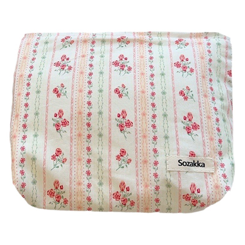 3432 artístico fresco floral bolsa de cosméticos de algodón japonés embrague Portátil Bolsa de almacenamiento bolsa de lápiz labial