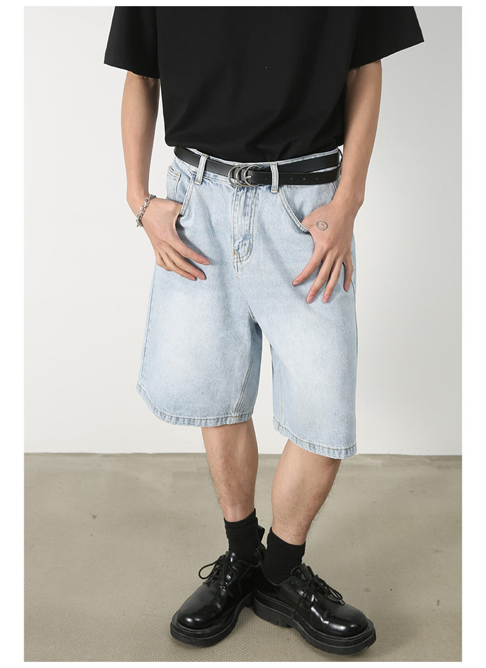 Quần short nam denim họa tiết rằn ri phong cách công sở đi biển — Màu trắng, Màu đen, Màu đất gỉ sét, Ngụy trang màu mơ chi tiết 31