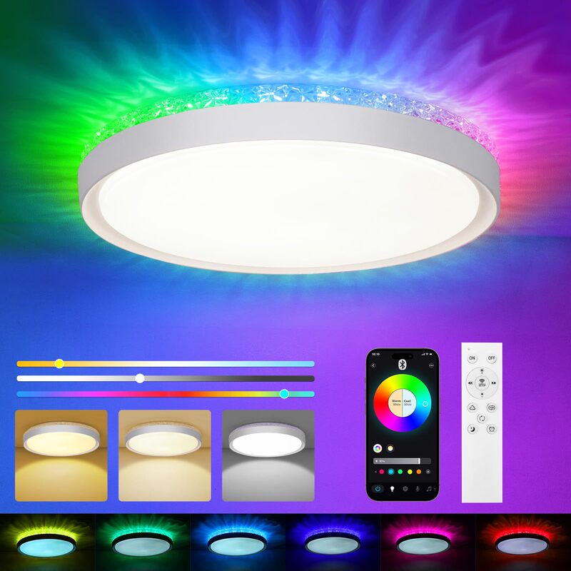 Amazon's New Crystal Ceiling Lamp Bluetooth App Control Dimming High-Power Bedroom Dynamic Atmosphere Light