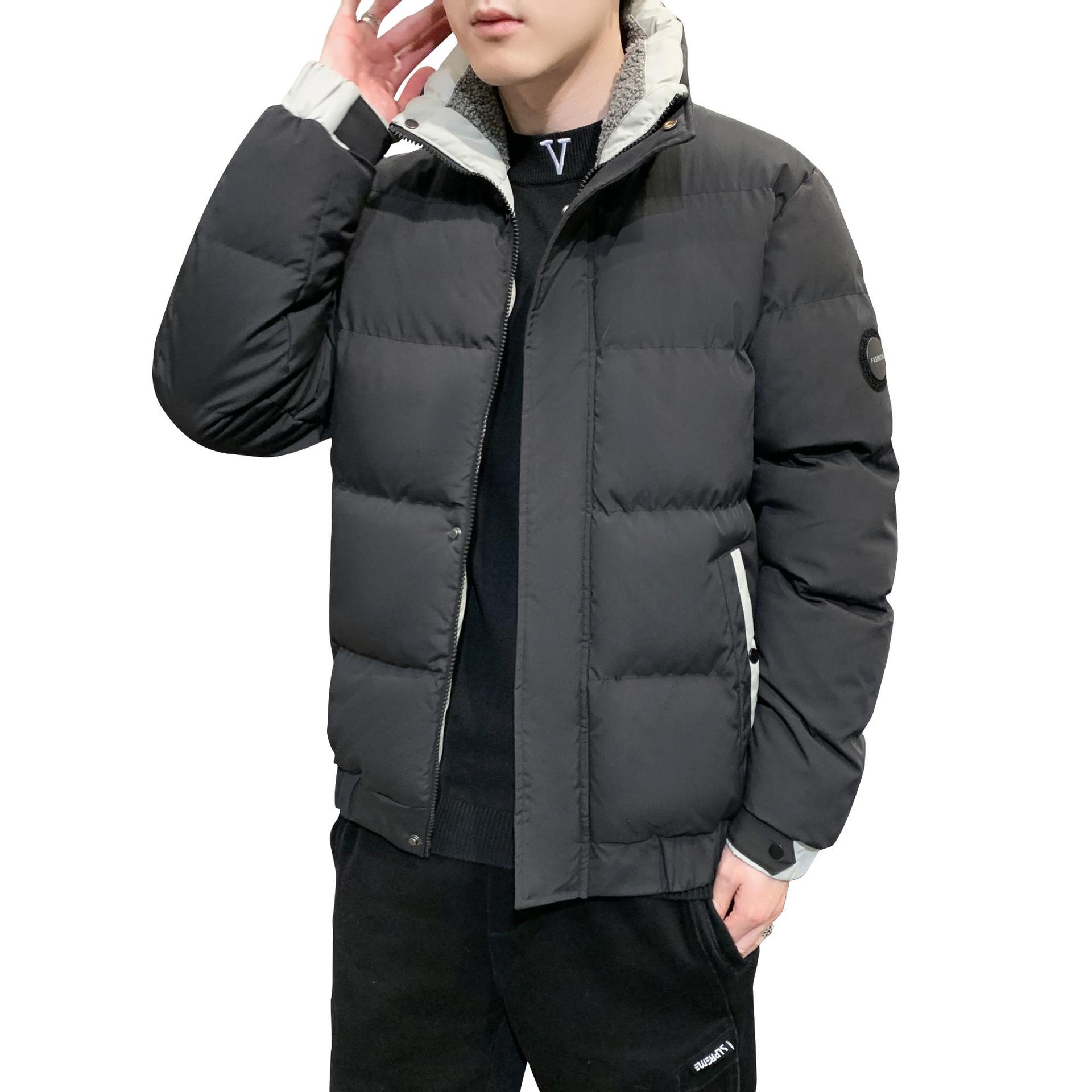 Abrigo de algodón acolchado abrigo de invierno de los hombres abrigo de algodón acolchado de los hombres abajo algodón de los hombres engrosada abrigo de algodón acolchado de los hombres de color sólido ropa transfronteriza venta al por mayor