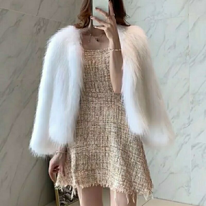 Imitation Fox Fur Imitation Fur Outwear Women's Short 2025 Autumn and Winter Young Style Slimming Look Plus Cotton Imitation Mink Fur Outwear