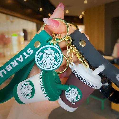 New Creative Starbucks Milk Tea Bear Keychain Cute Bag Car Coffee Cup Keychain Pendant Wholesale