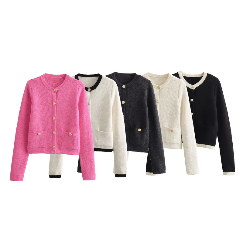 Wholesale 2025 Spring Button-Decorated Knitted Cardigan Jacket Small Fragrant Style Women's Sweater 6427034