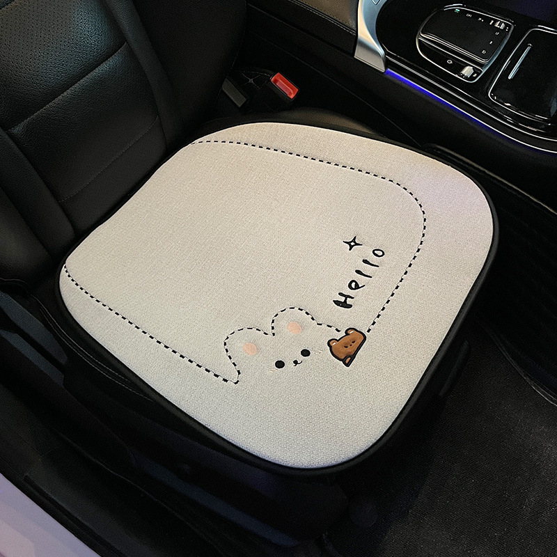 亜麻自動車クッション夏涼しいクッションアニメかわいい高級感後ろの一枚四季通用シートクッションさん|undefined