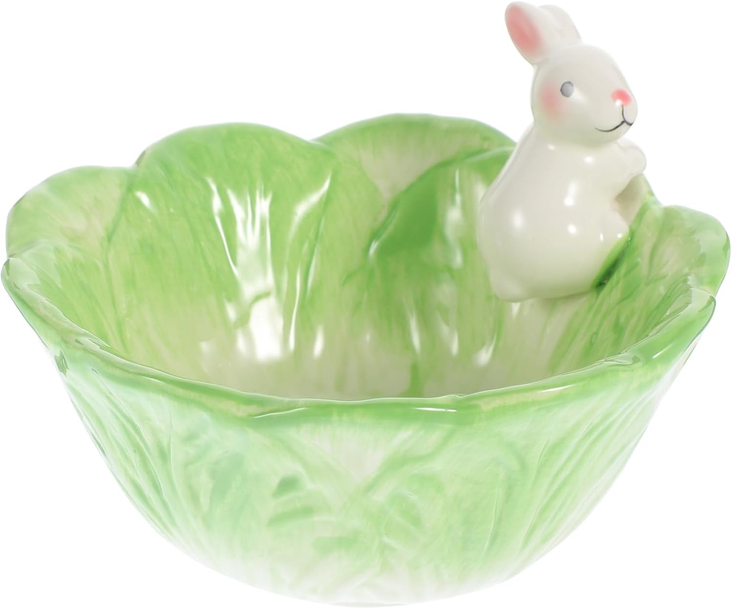 Awleynz Ceramic Easter Bowl, Rabbit Candy Dish, Green Cabbage Shape Cute Bowl, Easter