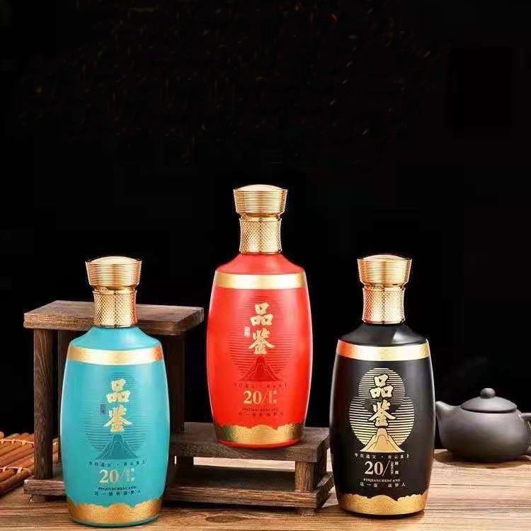 厂家供应喷涂烤花玻璃瓶500ml玻璃酒瓶空瓶保健药酒瓶套装