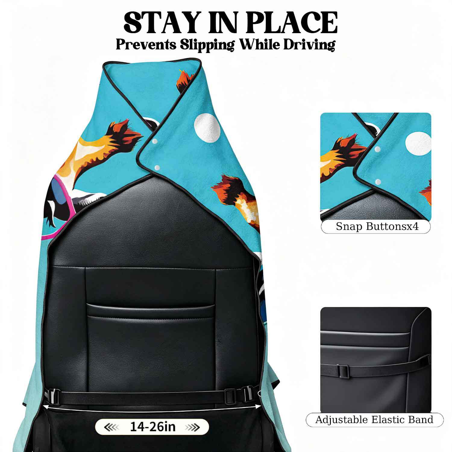 Printed bath towel and car seat cover 2-in-1, ultra-fine fiber outdoor beach and car dual-use universal seat cushion
