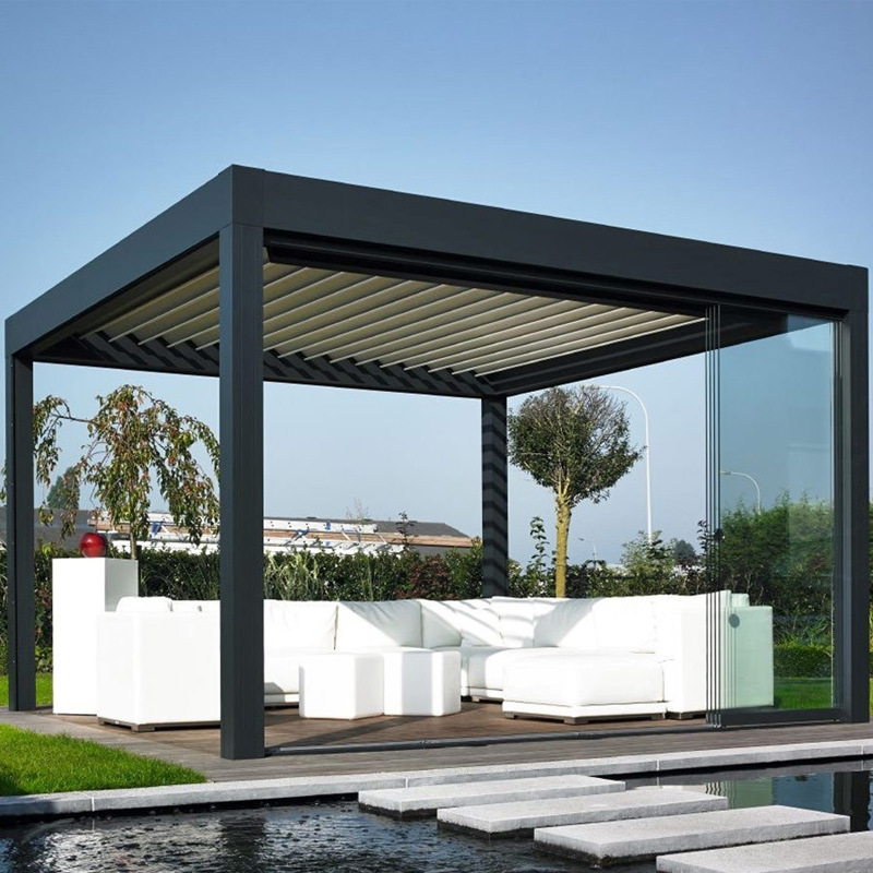 Al Aire Libre sol habitación eléctrica inteligente toldo de aleación de aluminio pabellón Villa patio eléctrico a prueba de lluvia lumbrera habitación ecológica