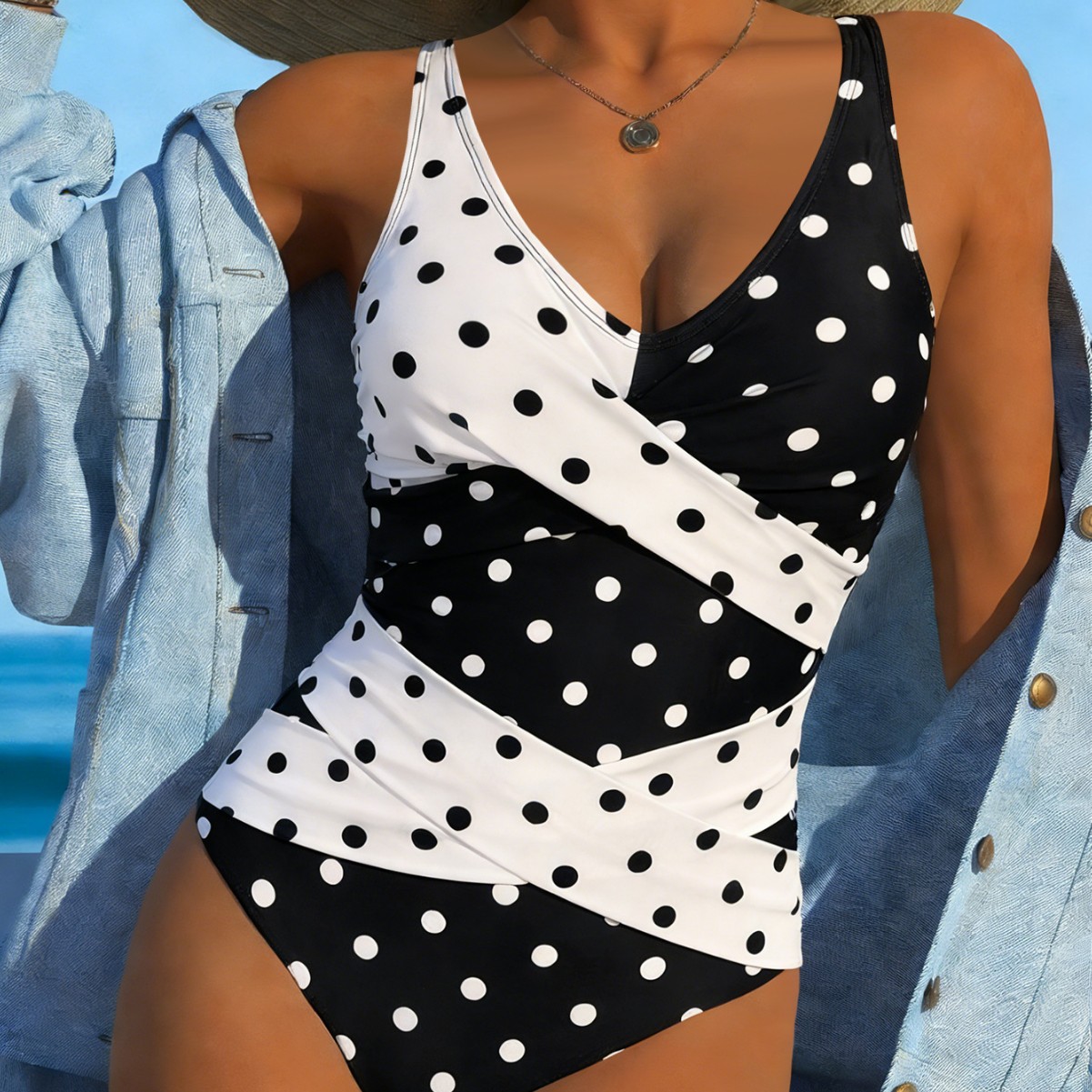 New Women's Black White Print Body Push Up One Piece Swimsuit Style Bikini_ecoleips.com