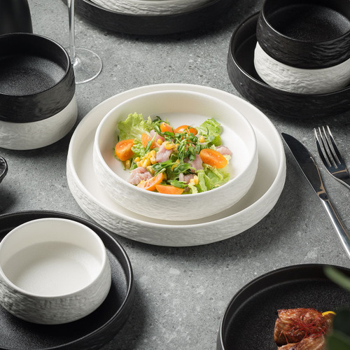 Ceramic tableware set for home use eating bowl plate noodle soup bowl fish plate combination hotel table gift ins wholesale