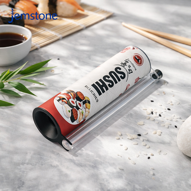Tubo Cilíndrico de Papel para Sushi de Cartón Blanco Ecológico con Tubo para Salsa de Soya para Envase de Alimentos