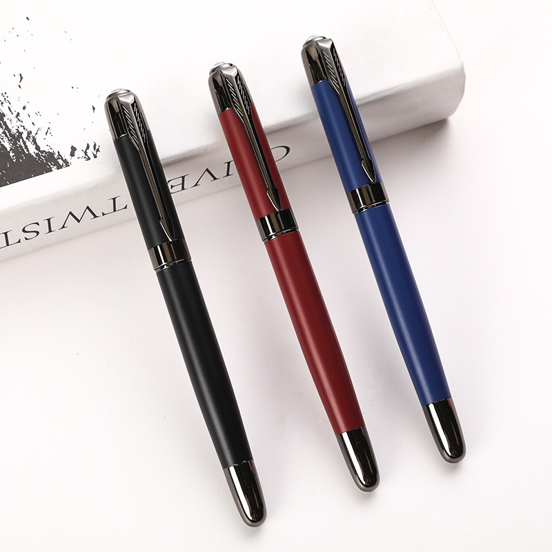 Pluma metálica grabada LOGO publicidad mayorista pluma de regalo de negocios pluma de firma metálica negra impresión de pluma de alta calidad