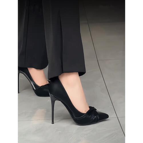Mie white French high heels, women's thin heels, pointed pointed, fashionable temperament, high-end design, dress, non-tiring single-layer shoes
