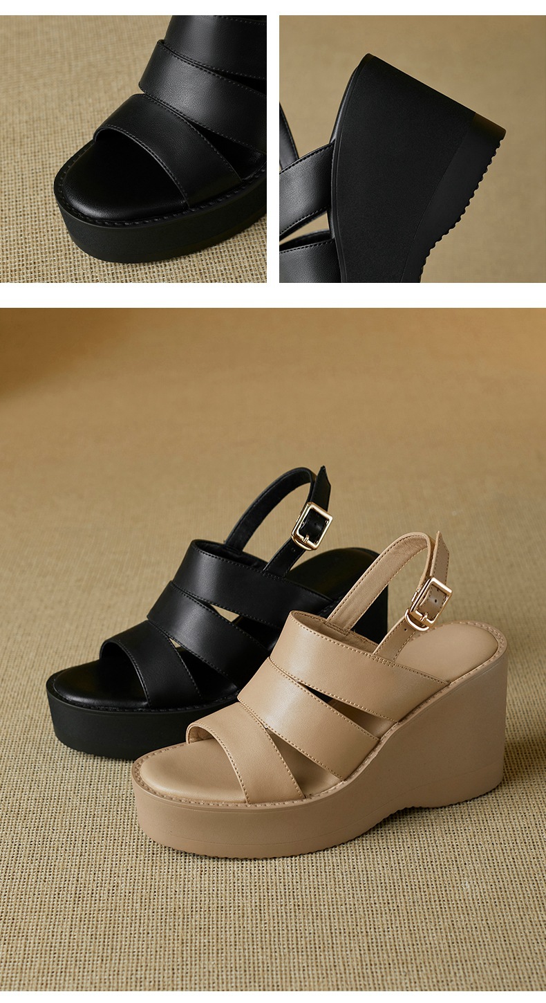 Sandal nữ mũi nhọn gót xuồng đế dày phong cách La Mã quai một dây — đen chi tiết 9