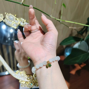 Jin Yutang Xinjiang Hotan Yuka 8 Sunny Water Bracelet High Ice Grape Meat Sunny Water with a Jasper Gourd