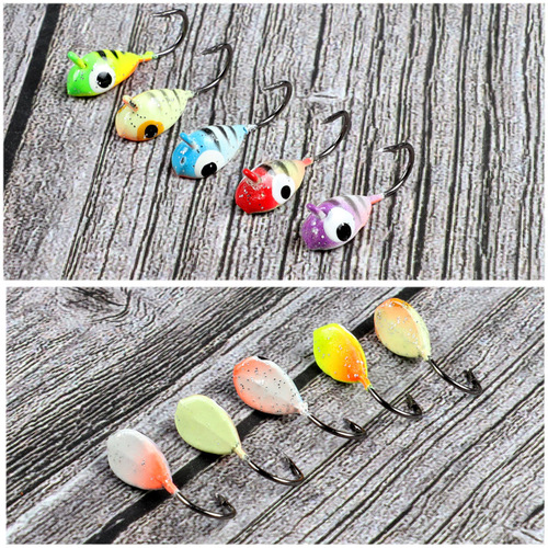 1.8cm 1.4g 微物根钓钩倒刺迷你铅头钩彩色冰钓钩德州朝天钩