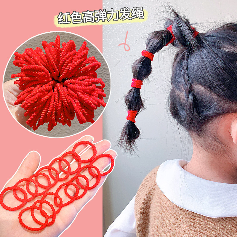 Banda de goma de los niños chino rojo diadema niñas lazo de pelo de bebé no duele el pelo Año Nuevo año pelo banda accesorios para el pelo