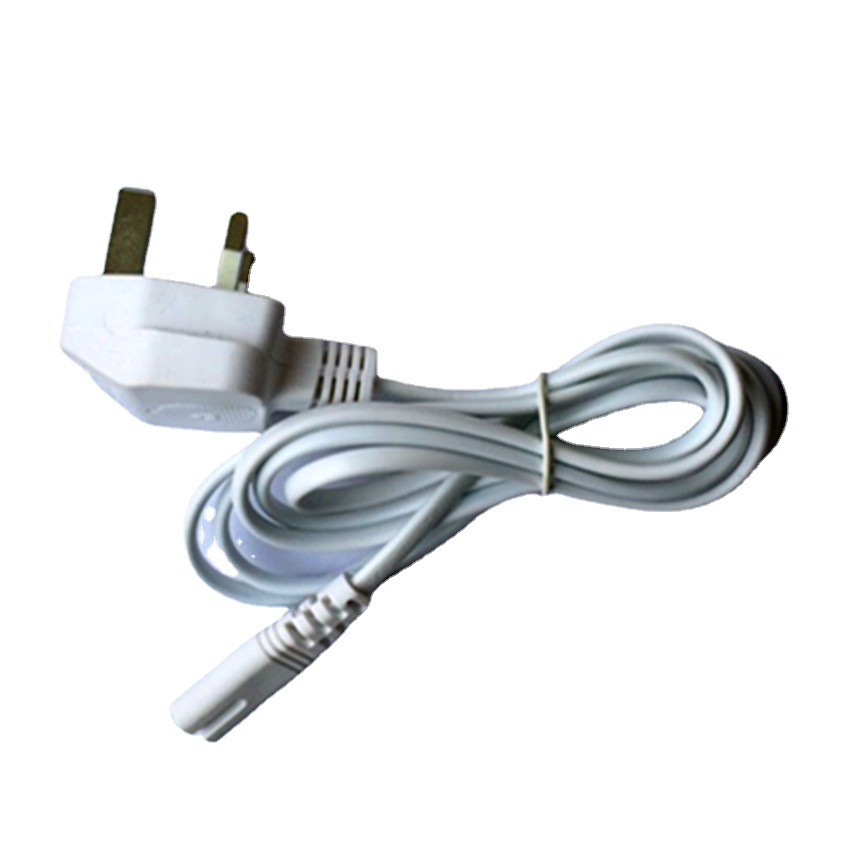 白色英规插头八字尾电源线  熔蜡机插头 白色电线  收音机插头线