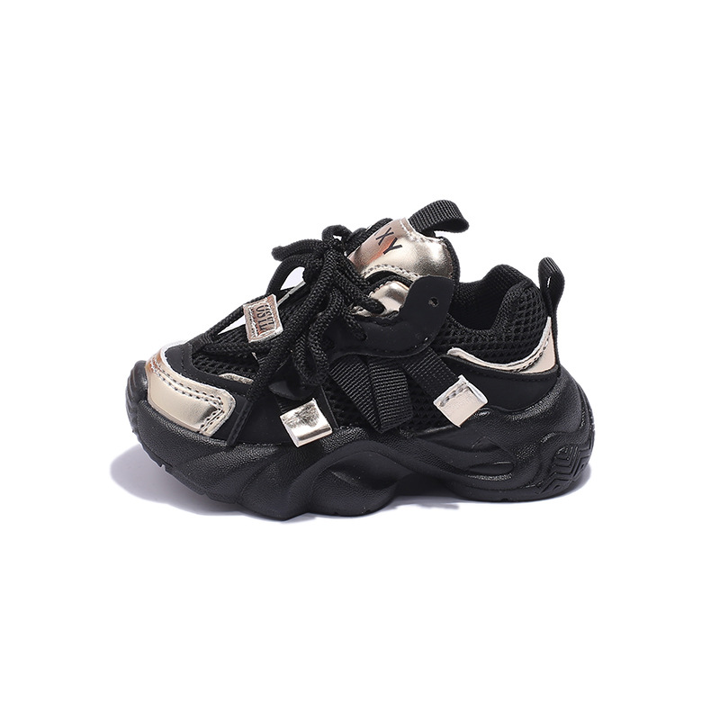 2025 primavera nuevos zapatos de moda para niños y papá, zapatos deportivos para niños, zapatos transpirables de estilo coreano para correr de malla para niñas