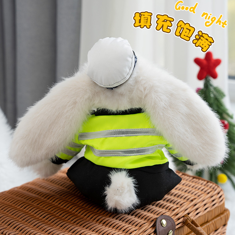 Conejo de policía de tráfico, conejo de policía, juguetes de peluche, muñecas de peluche lindas, regalo de cumpleaños para amigos.
