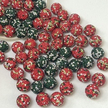 16MM时尚款香巴拉彩色软陶泥钻球直孔满钻DIY手机链包包饰品配件