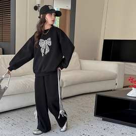 女童春秋休闲运动套装2024新款中大童洋气时髦儿童秋装刺绣两件套