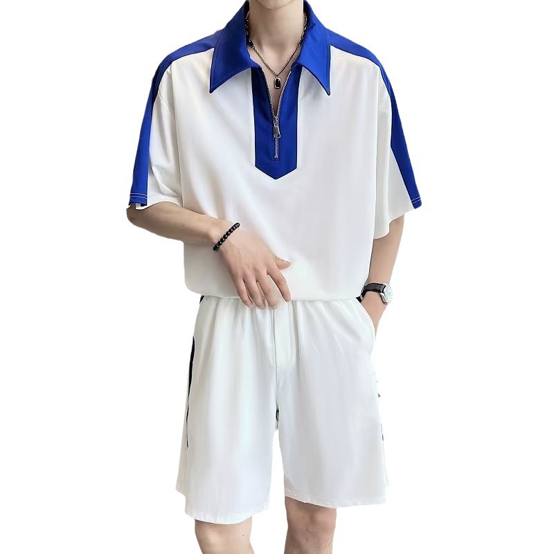 Otoño, personalidad de moda, combinación de colores, deportes y ocio, traje suelto, traje de dos piezas con suéter para hombre