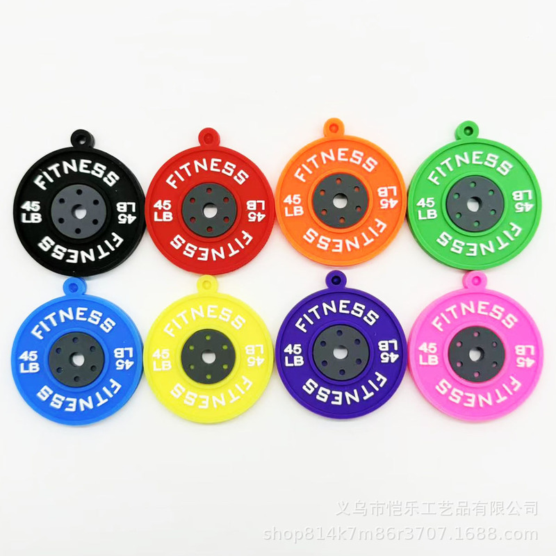 Simulated Barbell Keychain Accessories, Soft Rubber Sports Equipment Pendants, Creative Gym Gifts Wholesale