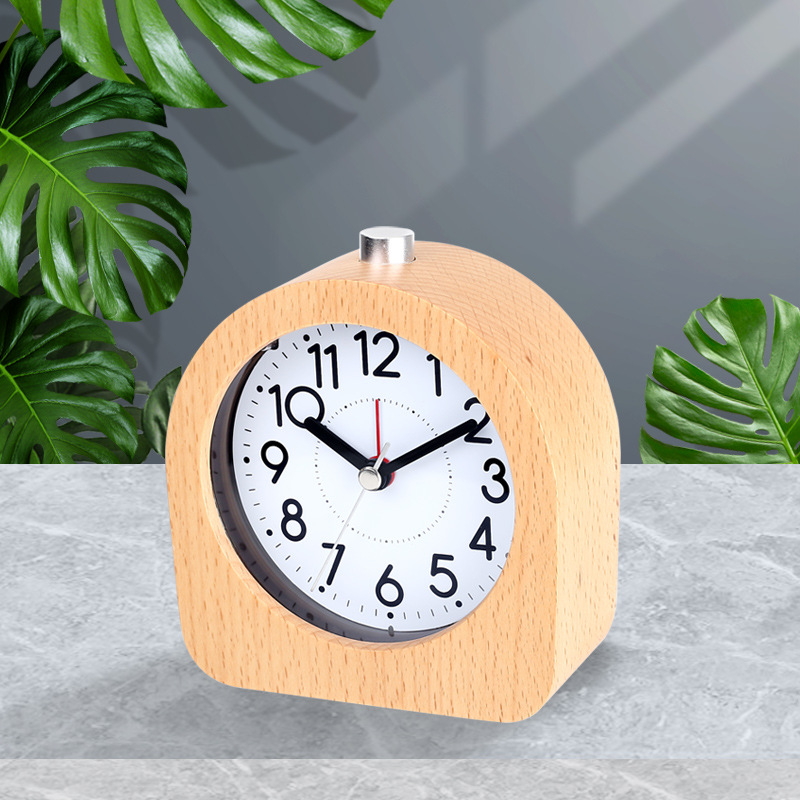 Night Light Sleepy Beech Frame Alarm Clock Student Children Boys and Girls Nordic Style Wake-up Artifact Batch and Zero