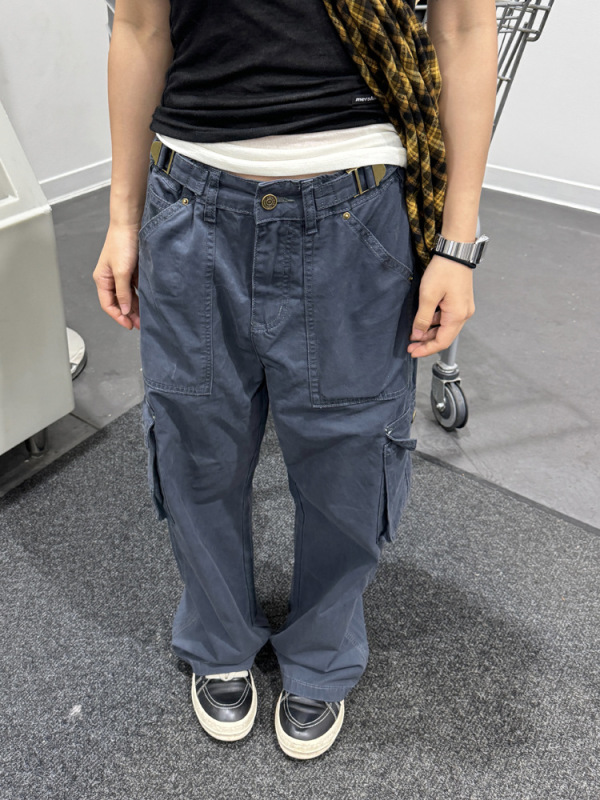 川川也美式复古水洗直筒多口袋宽松工装裤男女街头做旧休闲长裤潮|undefined