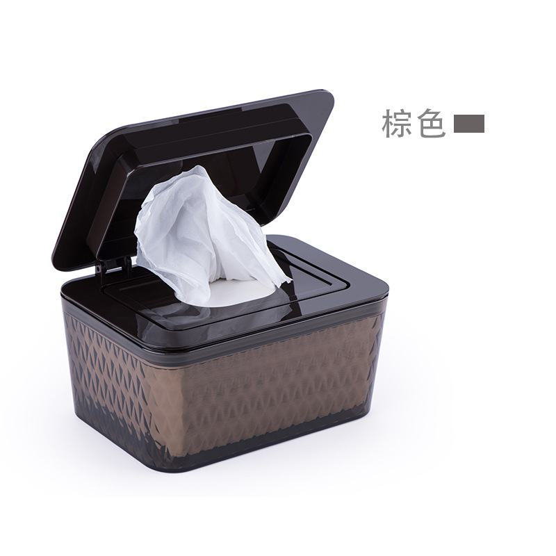 Caja de pañuelos húmeda de plástico portátil multifunción TV escritorio inodoro caja de pañuelos de coche con tapa