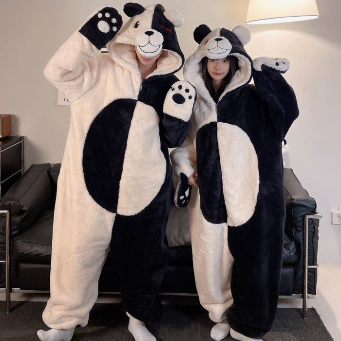 2025 nueva pareja unida hombre pijama de invierno peluche extraño lindo dibujos animados chica ropa de casa conjunto