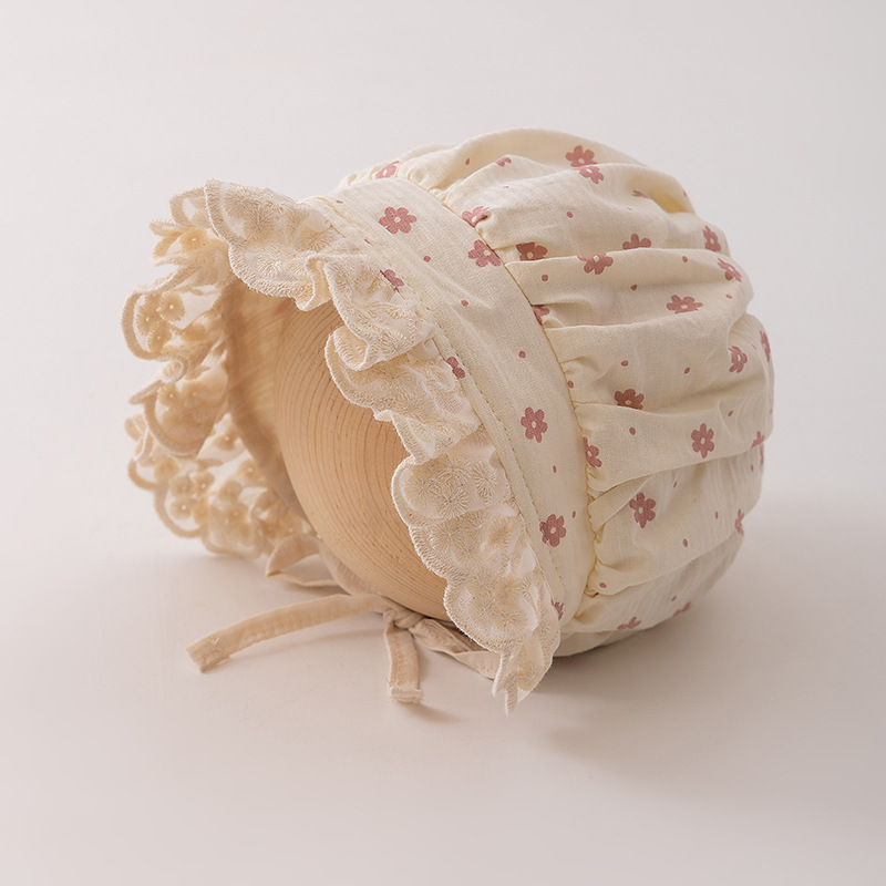 3-12 Sombrero de bebé recién nacido de primavera y otoño delgado bebé pequeño mes de edad bebé princesa sombrero de encaje flores