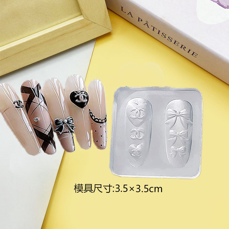 Molde de manicura amor arco en relieve flor ornamentos molde abrasivo alta permeabilidad estereoscópica DIY decoración molde de silicona