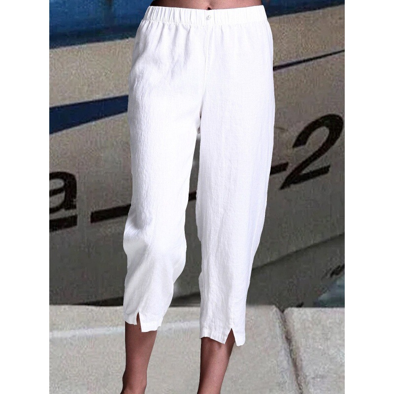 315449 In-Stock Cross-Border Women's Clothing Amazon European and American Summer New Casual Pants Loose Solid Color Linen Cropped Pants 315449 In-Stock Cross-Border Women's Clothing Amazon European and American Summer New Casual Pants Loose Solid Color Linen Cropped Pants