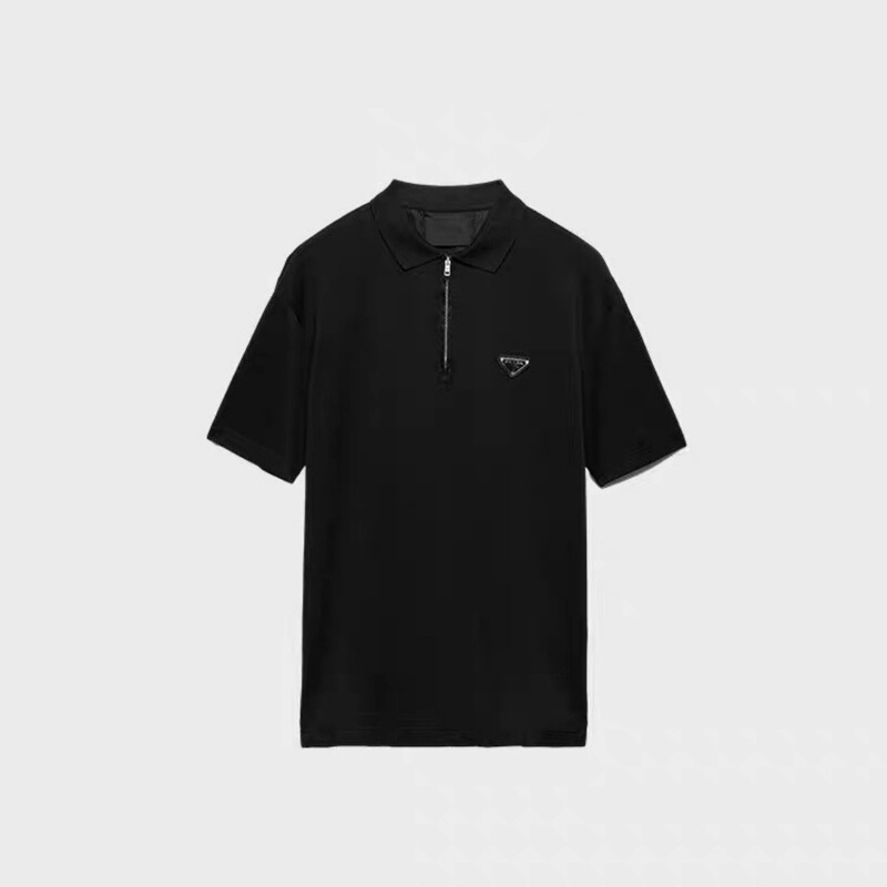 Cross-border European fashion brand PA men's zip-up Polo shirt, short-sleeved T-shirt with classic triangle logo on the collar, available for export Cross-border European fashion brand PA men's zip-up Polo shirt, short-sleeved T-shirt with classic triangle logo on the collar, available for export