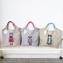 日本Kusuguru正品蜜豆猫公主提花手提包手拎包单肩包购物袋PR002