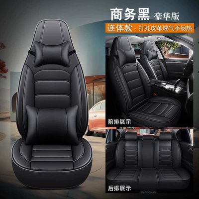 Leather, Fully Enclosed Seat Cover, Direct Supply – Four Seasons Pad - business-black-deluxe-edition-one-piece-head-five-seats