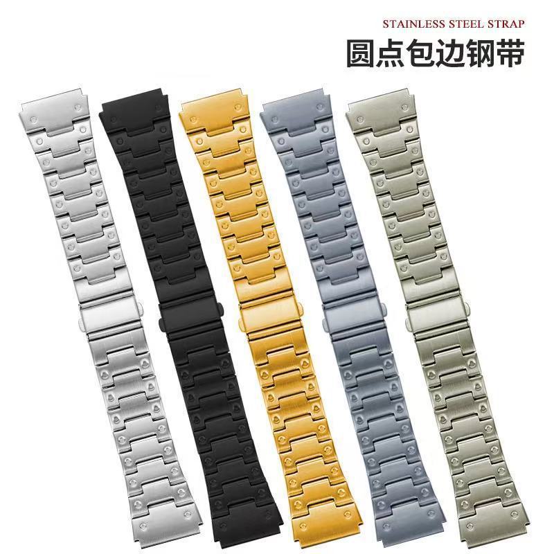 Suitable for Apple Applewatch11 Huawei Gt4 Stainless Steel Sheet with Dot Edge iWatch Metal Strap