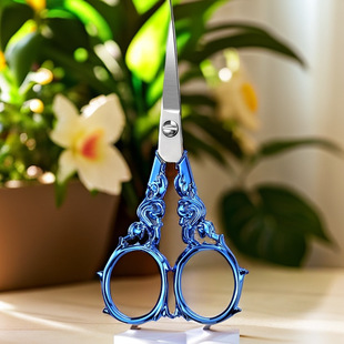 Cross-Stitch Thread Plum Blossom Scissors Stainless Steel Household Eyebrow Trimming Beauty Scissors No. 14 Wave Scissors Retro Alloy Scissors