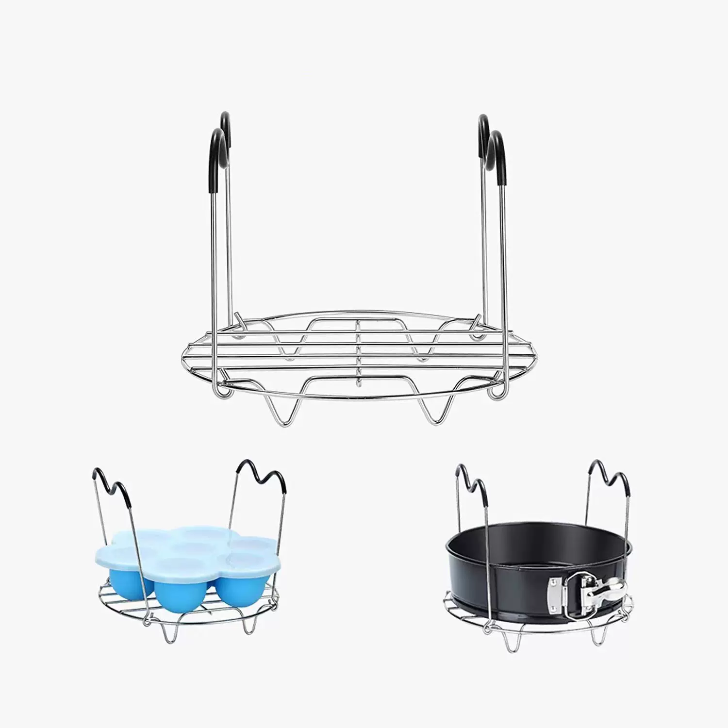 带硅胶手提蒸架不锈钢带提手辅食盒隔热架高压锅铁锅蒸架蒸笼蒸格