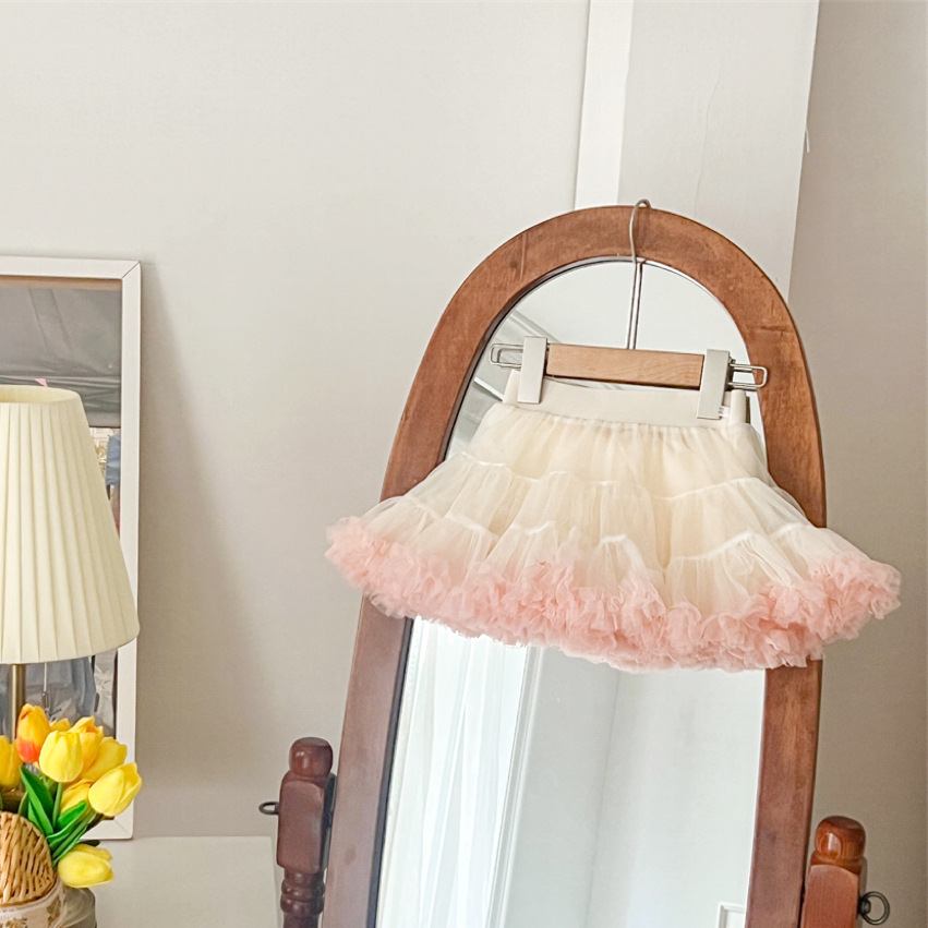 2024 niñas otoño y invierno nueva falda Tutu falda de torta para niños falda corta de torta bebé universal princesa red de pimples